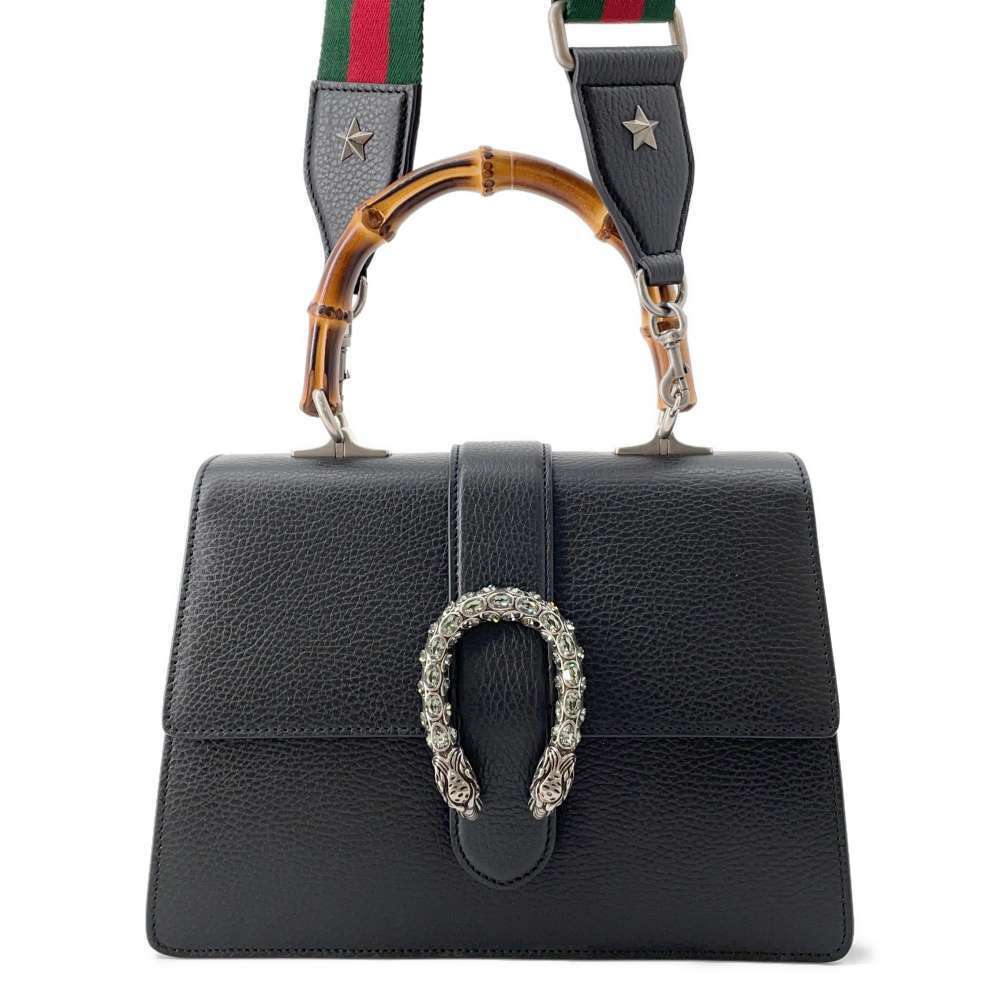 Gucci Bamboo Dionysus Leather Handbag Shoulder Bag Black